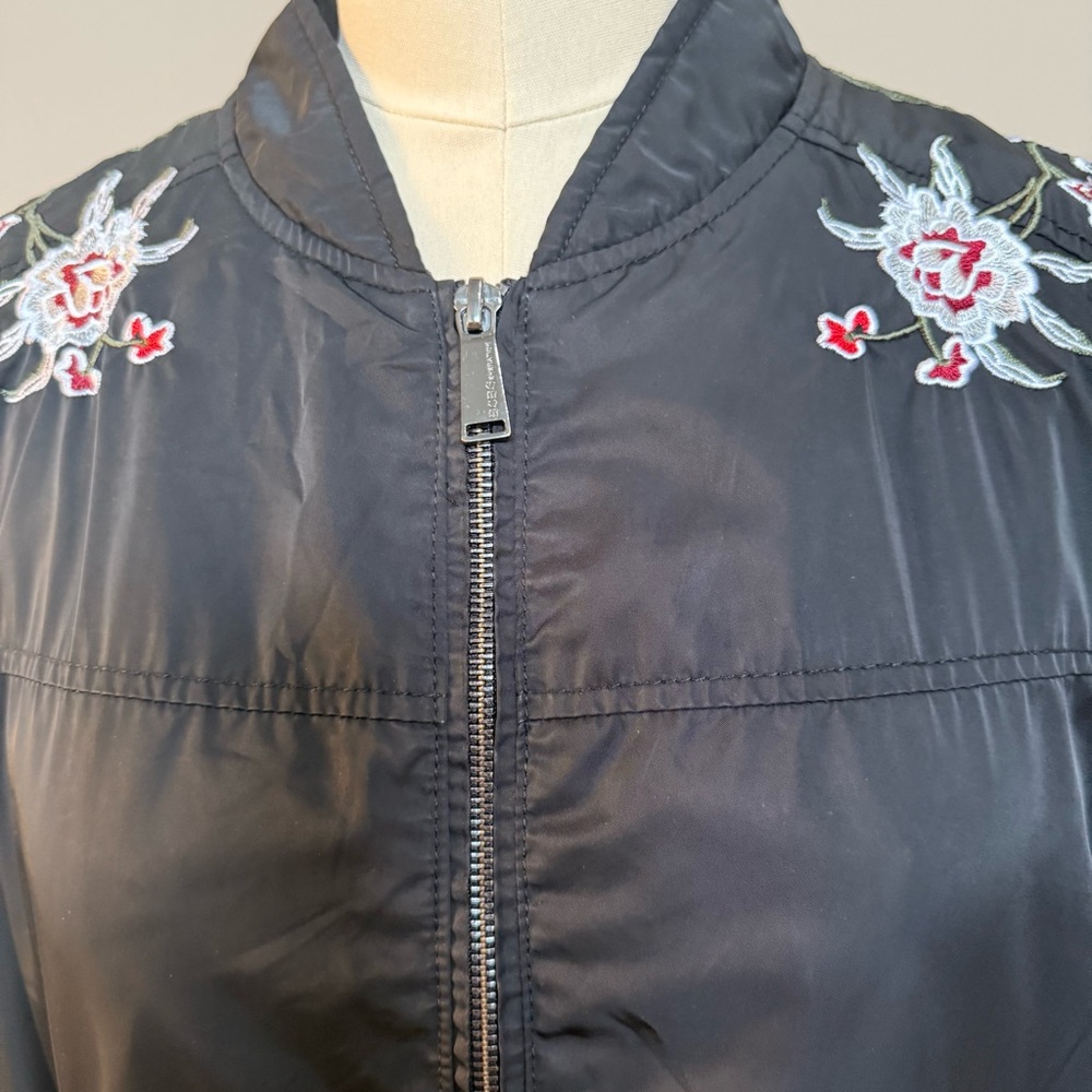 BCBGeneration Black Varsity Jacket with Floral Embroidery, Large, UGC - Picture 3 of 12